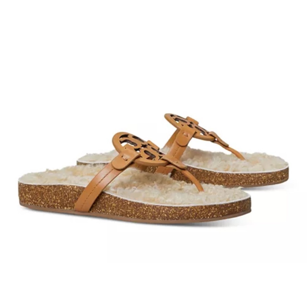 Tory Burch Miller Cloud Shearling Sandals size 7